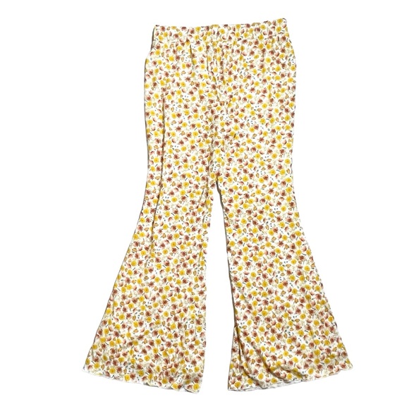 Festi Torrid 0 Supersoft Slub Flare Leg Pants floral multi - Picture 2 of 7